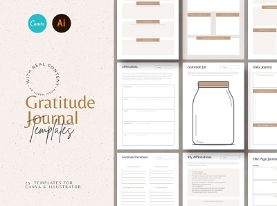 Gratitude Journal Templates app branding design graphic design illustration illustrator minimal ui ux web website