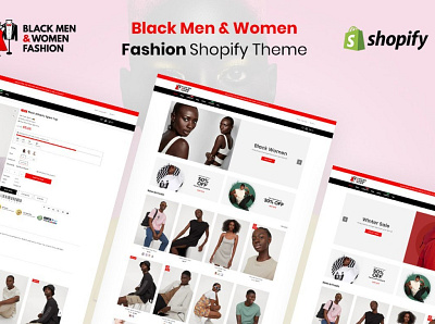 Black Men and Women Fashion Theme 3d animation app branding design fashion google web fonts graphic design illustration illustrator logo merchants motion graphics powerful theme responsive theme ui web website women fashion