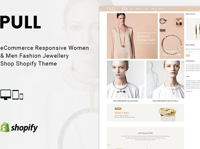 Pull Fashion Jewelry Shopify Theme 3d accessories shopify theme animation app branding design fashion fashion jewelry graphic design illustration illustrator logo motion graphics responsive shopify theme shopify shopify theme theme ui web website