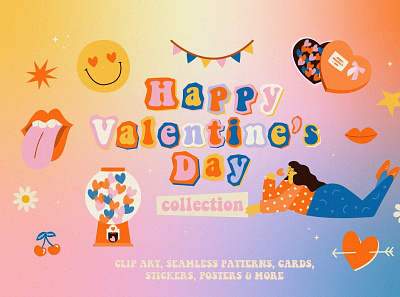 Retro Valentine's day collection 3d animation app branding design graphic design illustration illustrator logo motion graphics ui web website