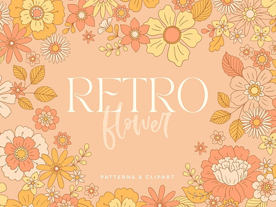 Retro Flower - Patterns & Clipart 3d animation app branding design graphic design illustration illustrator logo motion graphics ui web website
