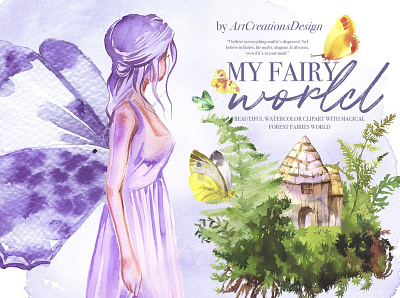 Watercolor My Fairy World Clipart 3d animation app branding design graphic design illustration illustrator logo motion graphics ui web website