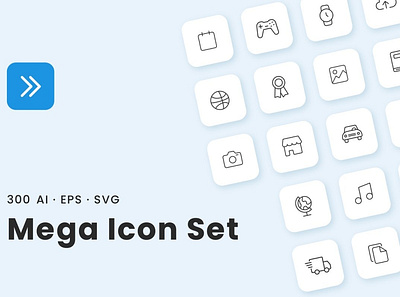 Mega Icon Set - 300 Line Icons 3d animation app branding design graphic design illustration illustrator logo motion graphics ui web website