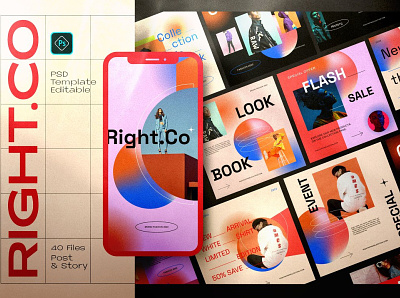 Right Co Instagram Pack Social Media 3d animation app branding design graphic design illustration illustrator logo motion graphics ui web website