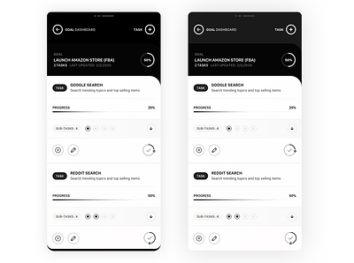 Task App - BW android app blackandwhite clean design flat flat design goals interface ios iphone mobile product design sketch task app to do ui ux web wireframe