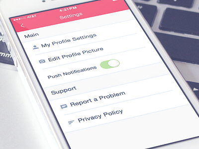 Settings Screen app clean design flat iphone mobile portfolio settings ui ux web