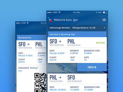 American Airlines airline app design flight interface ios iphone mobile product design ui ux