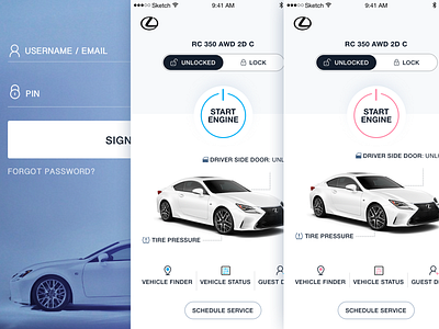 Lexus Mobile App app design enform interface ios iphone lexus mobile product design ui ux