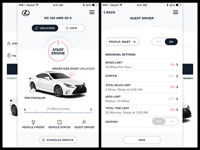 Lexus Mobile App app design enform interface ios iphone lexus mobile product design ui ux