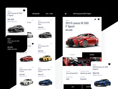 Lexus Cars Version 1 app car cars clean commerce design drive flat icon interface ios iphone iphone x lexus mobile product design shopping sketch ui ux