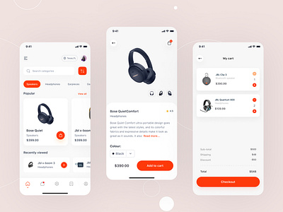 E-commerce application appdesign bose brand design e commerce facesheet illustration jbl logo redcolour speaker