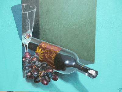Wine Bottle acrylicpainting oil on canvas oil painting painting painting brushes