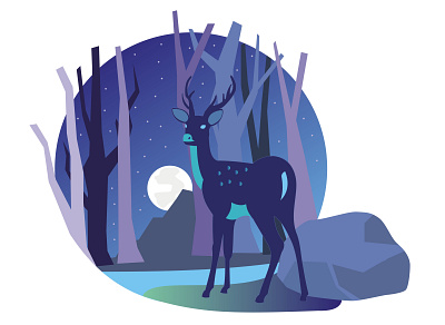 Deer in the night art arts design digital painting digitalarts digitalartwork illustration painting