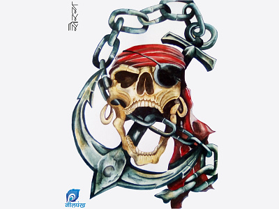 Pirate Skull acrylicpainting art arts design painting postercolours