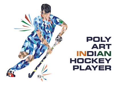 POLY ART INDIAN HOCKEY PLAYER