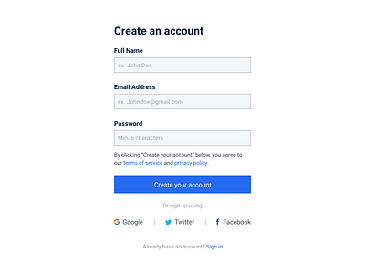 Sign Up Form - XD file app button create account download facebook fields flat google registration registration form sign in sign in form sign up sign up form social network ui ux vector welcome xd
