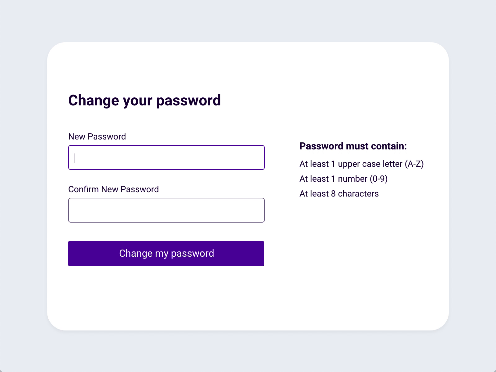 Change password. Пароль changed. Reset password UX UI. UI change password.