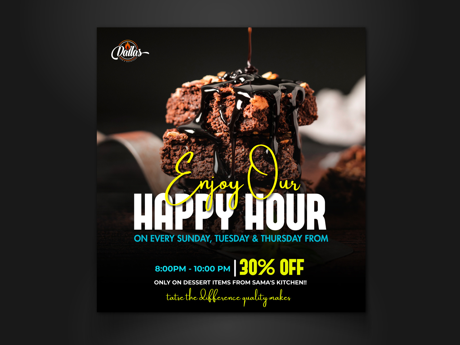 Happy Hour Restaurant Social Media Post Template Banner Design by