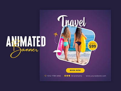 Animated Banner animated animated poster animated social post animated video maker animation animation designer gif gif banner gif video designer hotel animated intro video motion designer motion graphics motion video promo video travel travel gif banner video editor video maker