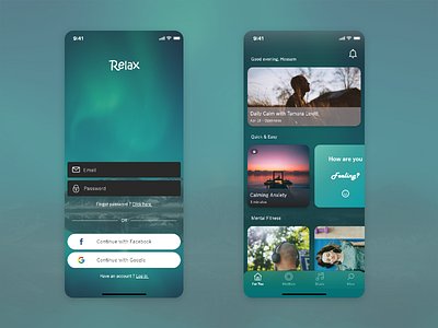 Relaxation app Design app design relaxation relaxing ui ux ui ux design uidesign