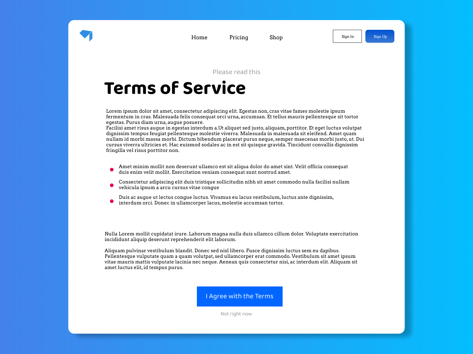 Terms Of Service By Stefan Lucian On Dribbble