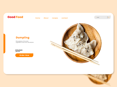 Food Landing Page design clean dumpling food landing page minimalist modern restaurant stylish ui design ux designs web design web template