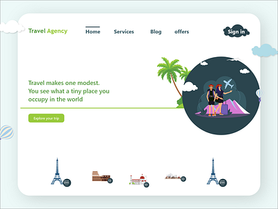 Travel Agency ui adobe xd clean creative landing page morden travel travel agency traveling travelling ui ui ui design ux webdesign website xd xd design