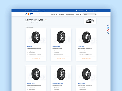 Tyre Listing Page - Product automotive brand ceat desktop site listing page tyre ui ux web