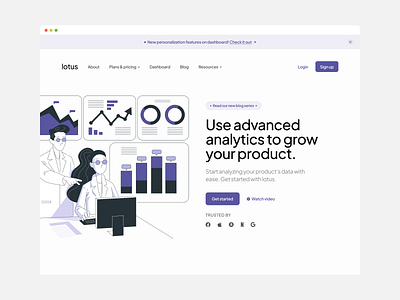 Lotus Concept analytics branding design free graphic design hero illustration landing page light light mode logo mockup open source product typography ui ux vector web