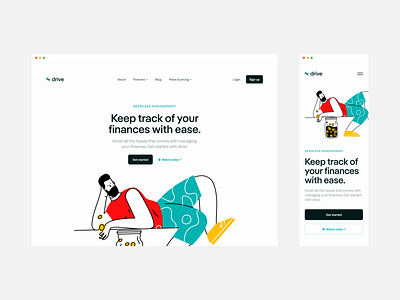 Drive Concept branding design finance free graphic design hero illustration landing page light light mode logo macos management mockup open source typography ui ux vector web