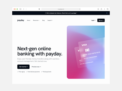 Payday Concept branding design free glass graphic design hero illustration landing page light light mode logo mesh gradient mockup open source typography ui ux vector web