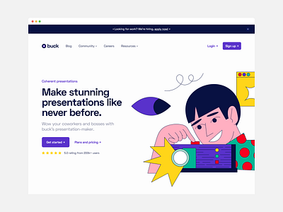 Buck Concept branding design free graphic design hero illustration landing page light light mode logo macos mockup open source presentation typography ui ux vector web