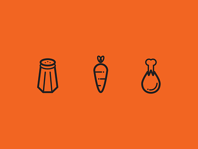 icons carrot chicken drumstick food icons illustration salt salt shaker vector vegetable
