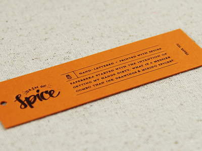 tag design black ink grid hand lettering lettering letterpress orange packaging salt shaker spice spice series tag