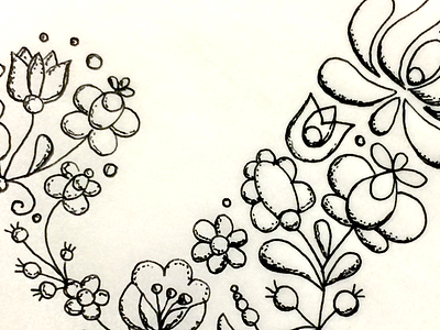 january flowers folk pattern hand drawn hungarian illustration mircon pen roots