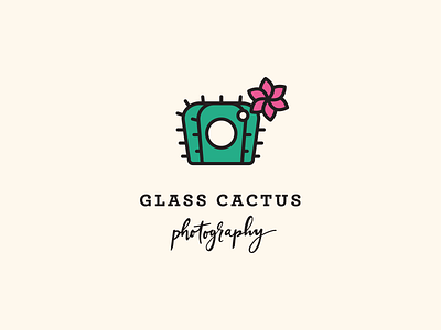glass cactus branding brand branding cactus camera flash flower glass hand drawn type logo photo photography