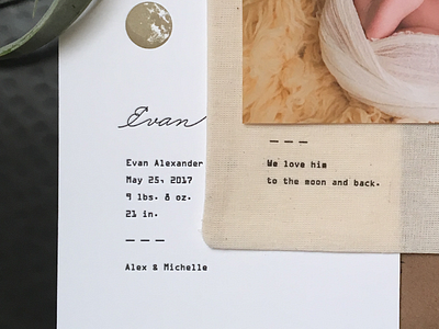 moon baby announcement baby baby announcement layers letterpress moon muslin bag