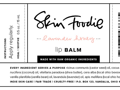 label design hand lettering honey instructions lavender lip balm product label skincare skinfoodie small type