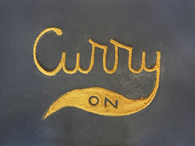 curry on curry curry yellow dimensional lettering food type handmade paperreka spice typography