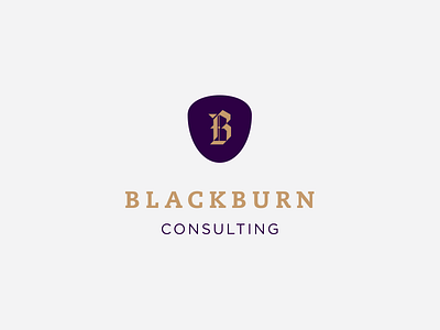 blackburn logo - graveyard b badge blackletter branding consulting gold letter b logo purple royal seal