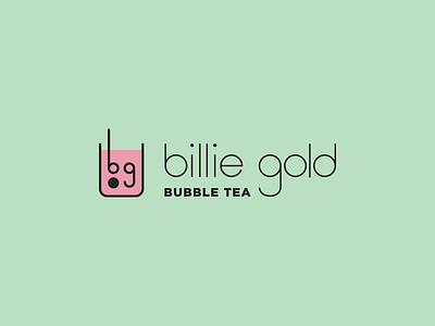 billie gold bubble tea final logo boba bubble tea bubbles cup custom type drink logo logo design pink straw
