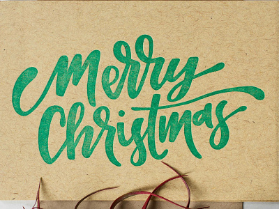 merry christmas brush lettering christmas christmas card custom type french paper green handlettering handmade lettering letterpress merry