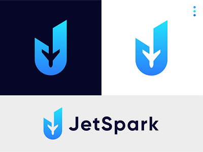 JetSpark / J Letter Combination Logo abstract air aircraft aviation branding fly gradient j j letter j logo lettermark logotype modern logo monogram sky statup transport travel vector
