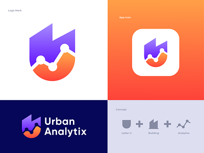 Urban Analytix Logo Design 3d abstract animation branding design graphic design icon illustration lettermark logo monogram ui vector