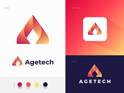 AgeTech Logo Design 3d a letter logo a logo a tech logo abstract animation branding business logo design graphic design icon illustration lettermark logo modern logo monogram motion graphics technology logo ui vector