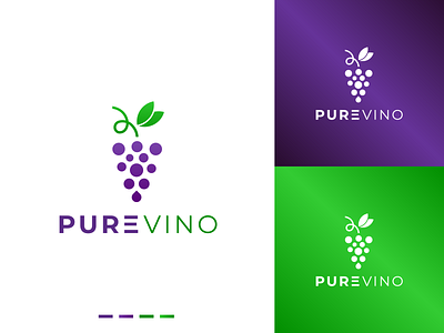 PureVino Logo design 3d abstract animation branding design graphic design icon illustration lettermark logo monogram motion graphics purevino logo design ui vector vino logo