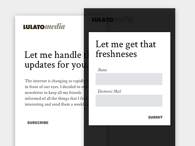 Lulato Media Newletter Sign Up challenge dailyui lulato signup form