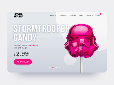 Stormtrooper candy branding concept design design illustration pink product card product page simple single page singlepage sketch star wars starwars stormtrooper ui ui ux