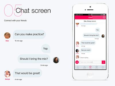 Social app concept chat icon messenger music pink