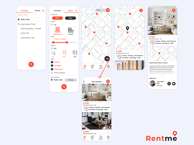 RentMe App app icons minimal mobile rental app renting ui ui ux